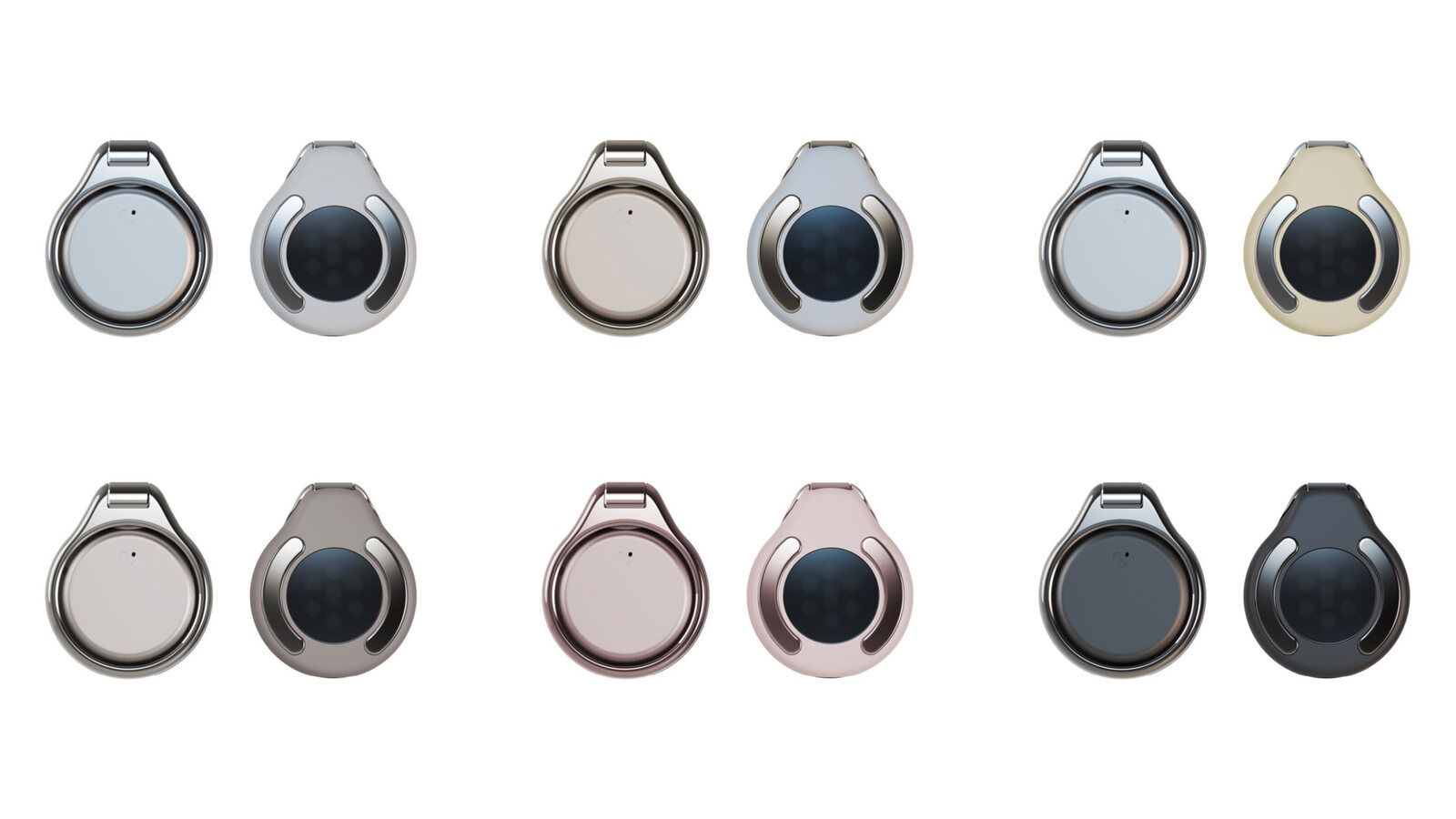 Vire Clips in different colourways, in rows.
